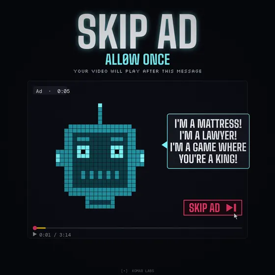 Skip Ad cover: the robot as a five-second ad