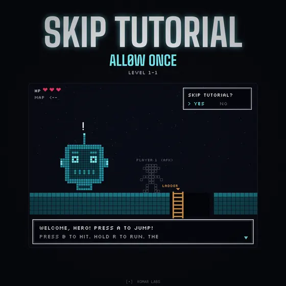 Skip Tutorial cover: the robot as a level 1-1 tutorial guide